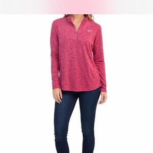 Nike Women's Heathered Raspberry Half-Zip Performance Top